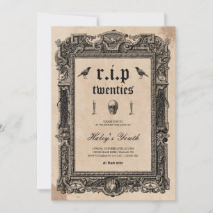 Invitation Crâne RIP Années 20 Victorien 30e Anniversaire
