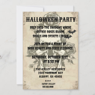 Invitation crâne Rose gothique - Halloween Vintage