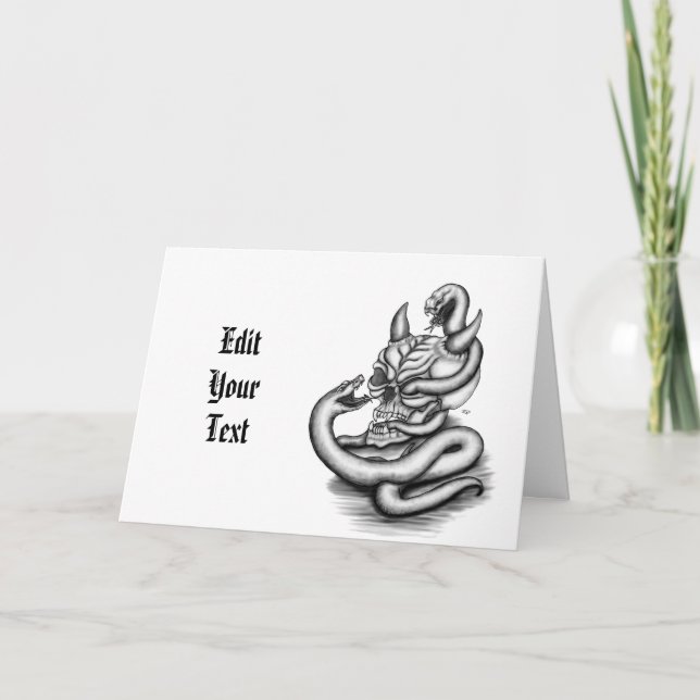 Invitation Crâne - Tête diabolique avec serpent (Devant)