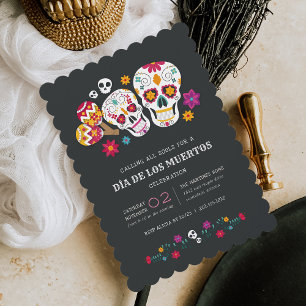 Invitation Crânes à sucre Día de los Muertos Célébration