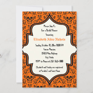 Invitation Crânes damasser Halloween mariage douche nuptiale