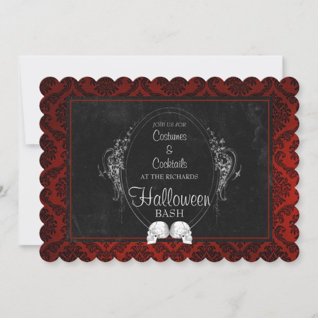 Invitation Crânes d'Halloween gothiques foncés (Devant)