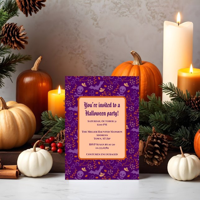 Invitation Crânes et fantômes mignons et effrayants d'Hallowe (Créateur téléchargé)