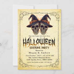 Invitation Crânes gothiques en Casquette Halloween Costume Pa
