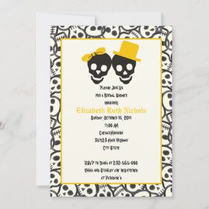 Invitation Crânes Halloween jaune mariage douche nuptiale