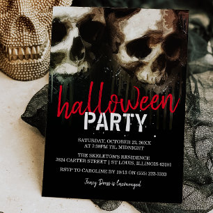 Invitation Crânes hantants pour la fête d'Halloween