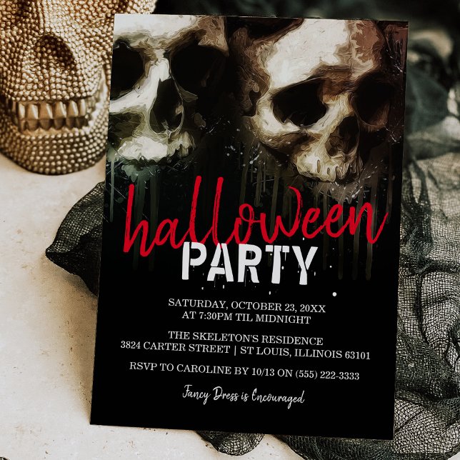 Invitation Crânes hantants pour la fête d'Halloween (Créateur téléchargé)