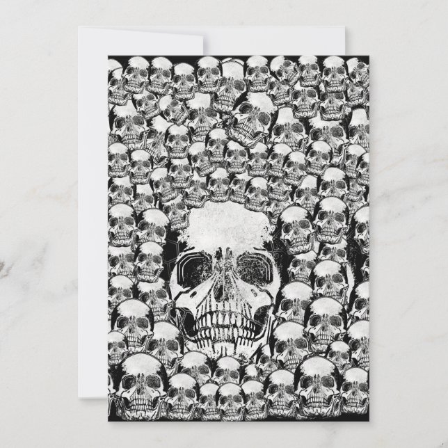 INVITATION CRÂNES MUR MORT MORTS SQUELETTE NOIR BLANC (Devant)