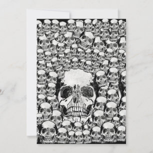INVITATION CRÂNES MUR MORT MORTS SQUELETTE NOIR BLANC