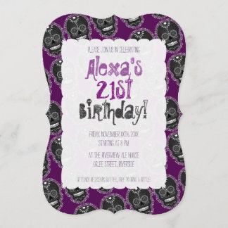 Invitation Crânes noirs de sucre de Feliz Muertos sur le