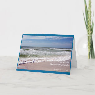 Invitation Crash des vagues sur la plage de sable
