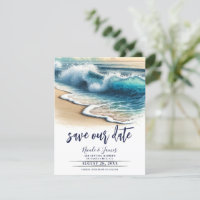 Crashing Ocean Waves Coastal Save the Date Photo