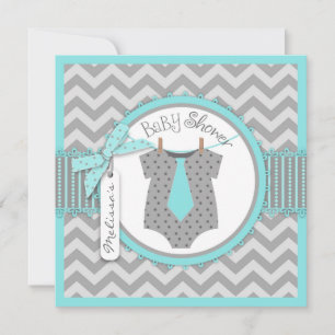 Invitation Cravate bébé garçon Chevron Imprimer Baby shower