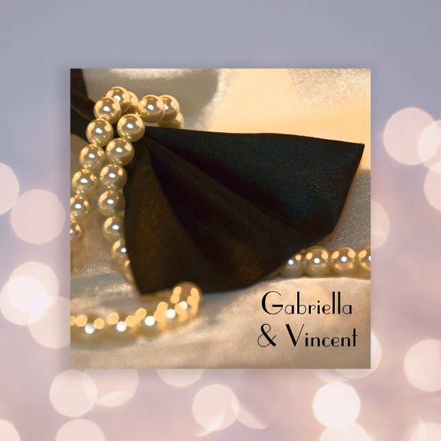 Invitation Cravate Black Bow et Mariage White Pearl (Créateur téléchargé)