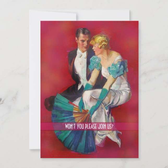 Invitation Cravate blanche d'art déco et cocktail de queues (Devant)