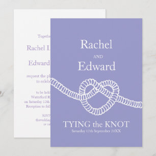 Invitation Cravate cardiaque le noeud mariage blanc violet in