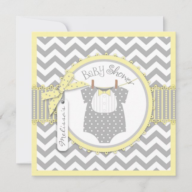 Invitation Cravate Chevron pour bébé Boy Bow Baby shower d'im (Devant)