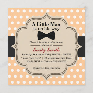 Invitation Cravate d'arc mignonne de pois petit baby shower