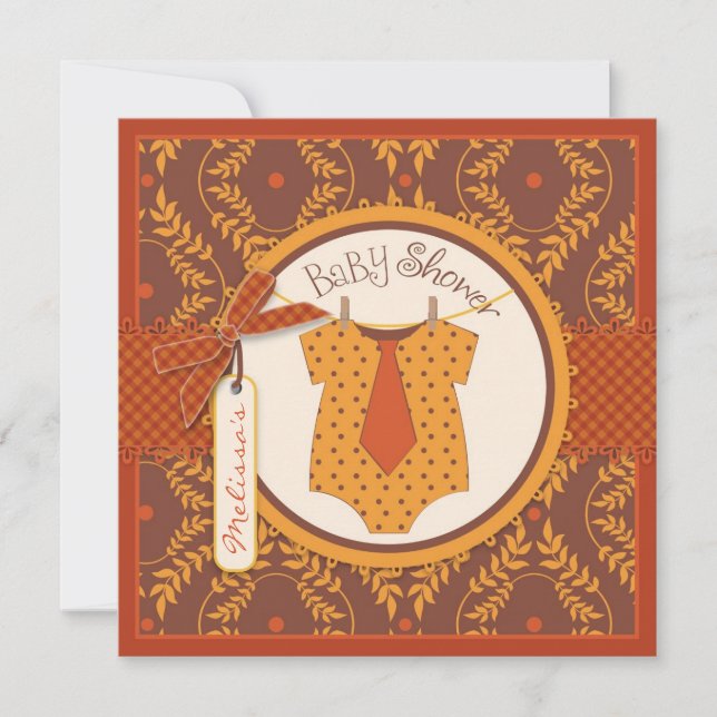 Invitation Cravate d'automne et Baby shower de garçons de la  (Devant)