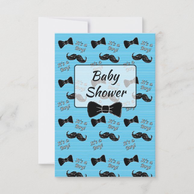 Invitation Cravate de boue et Baby shower de moustache Invita (Devant)