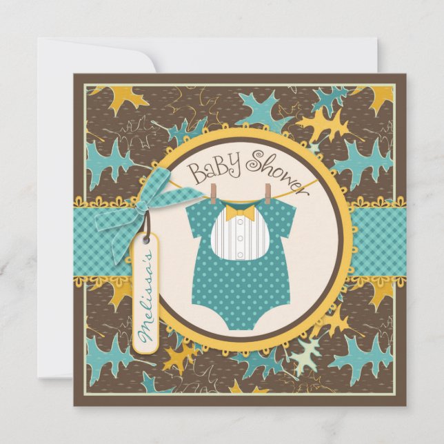 Invitation Cravate de la Bow d'automne et Baby shower des Gar (Devant)
