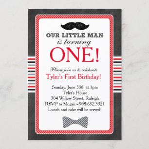 Invitation Cravate de Little Man Bow et anniversaire de Musta