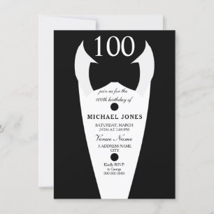 Invitation Cravate de Tuxedo Bow Mens 100e anniversaire Invit