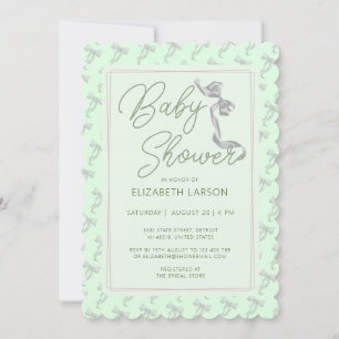 Invitation Cravate douce Coquette Green Bow Baby shower éléga