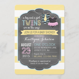 Invitation Cravate et Baby shower Tutu Twins