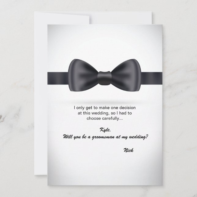 Invitation Cravate Groomsman noir en soie (Devant)