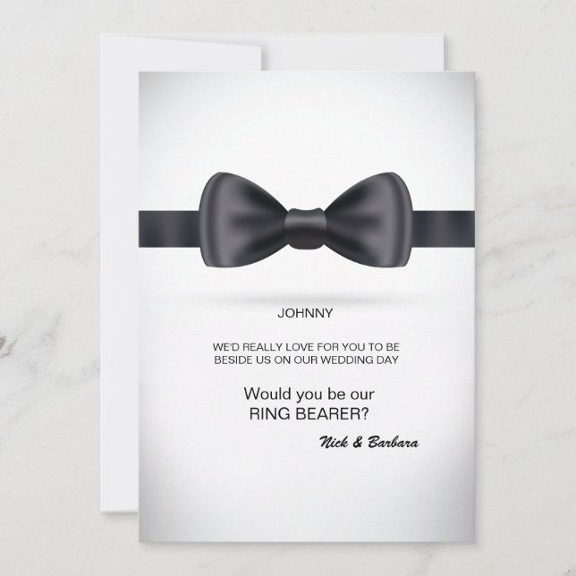 Invitation Cravate Groomsman noir en soie (Devant)