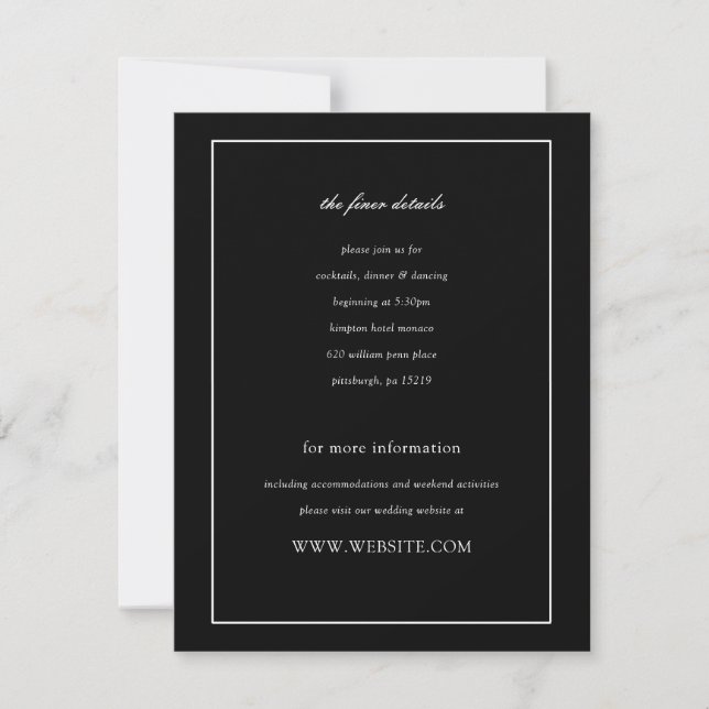 Invitation Cravate noire classique Mariage noir blanc (Devant)