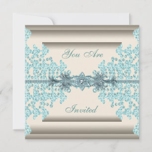 Invitation Cravate noire de l'ivoire Turquoise Blue Diamond