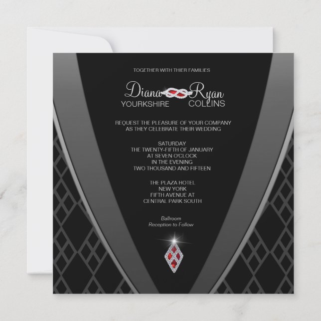 Invitation Cravate noire diamant (Dos)