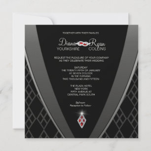 Invitation Cravate noire diamant