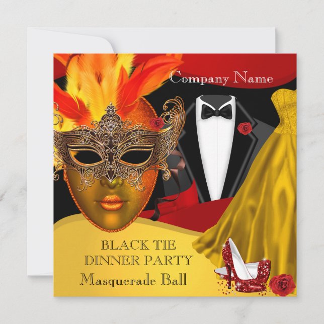 Invitation Cravate noire Entreprise Formelle Masquerade Ball  (Devant)
