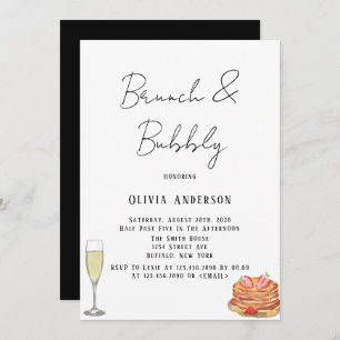 Invitation Cravate noire et blanche Pancake Brunch & Bubbly