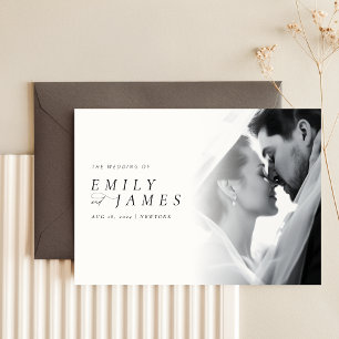 Invitation Cravate noire moderne Mariage photo de luxe