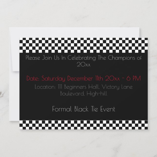 Invitation Cravate noire sport stylisé (Devant)