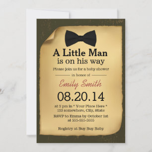 Invitation Cravate vintage Bow Little Man Baby Shower Invitat