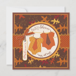 Invitation Cravates d'automne et feuilles d'automne Baby show