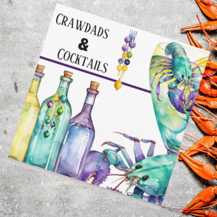 Invitation Crawdads Cocktails et Mardi Gras Party