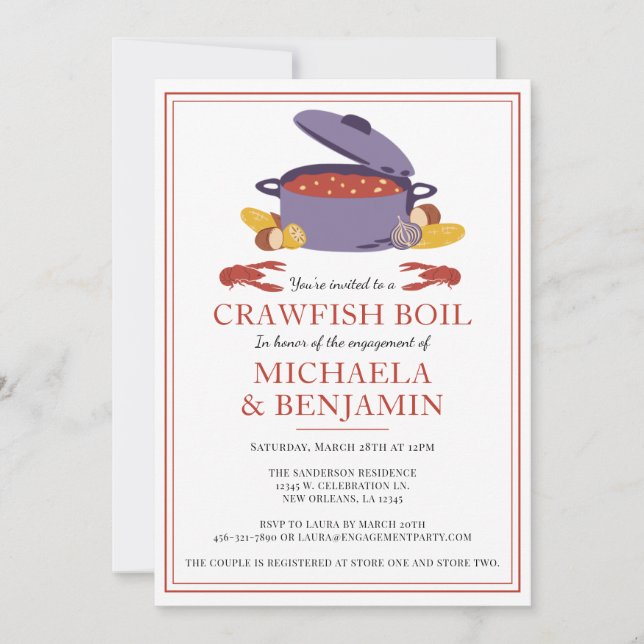 Invitation Crawfish Boil Couples de douche (Devant)