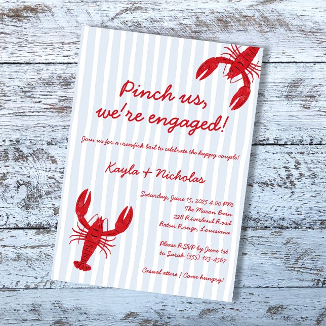 Invitation Crawfish Boil Couples Douche Pinch Us Sud (Crawfish Boil Engagement Pinch Us Southern Invitation)