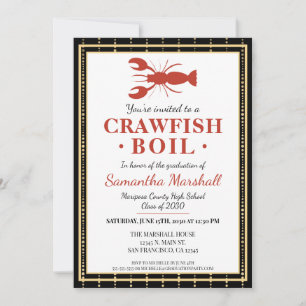 Invitation Crawfish Boil fruits de mer Black Gold Graduation