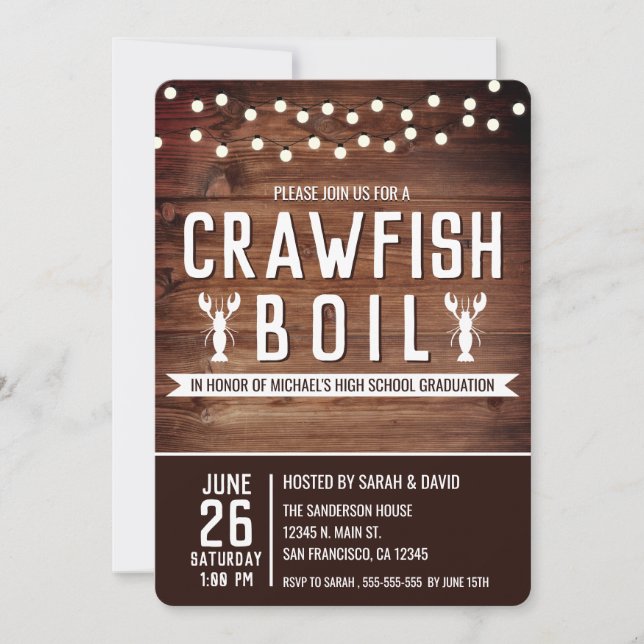 Invitation Crawfish Boil High School College Graduation Party (Devant)