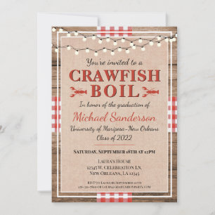 Invitation Crawfish Boil Homard Rustic Graduation Party
