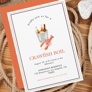 Invitation Crawfish Boil Party Beer Seafood Thème de cuisine