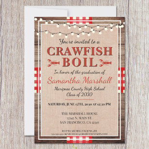 Invitation Crawfish Boil Rustic School Graduation Party