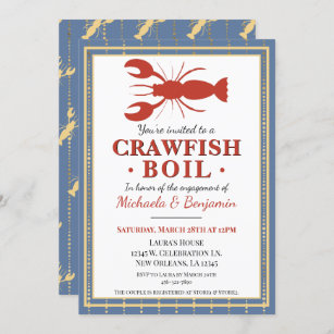 Invitation Crawfish Boire de fruits de mer Blue Engagement Pa